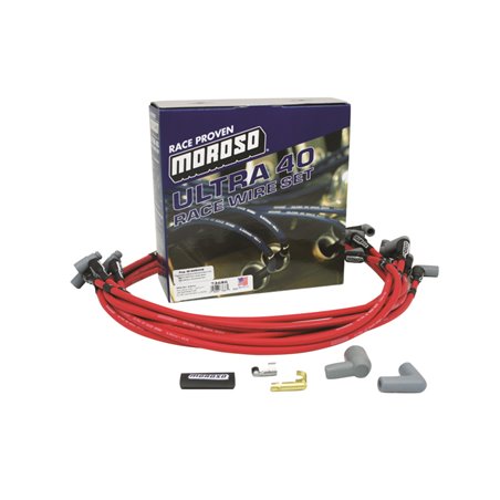 Moroso Chevrolet Small Block Ignition Wire Set - Ultra 40 - Unsleeved - HEI - Under Header - Red