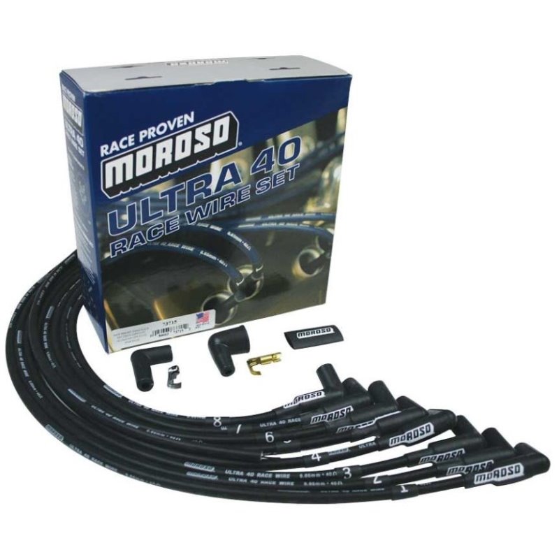 Moroso Chevrolet Big Block Ignition Wire Set - Ultra 40 - Unsleeved - HEI - Crab Cap - Black