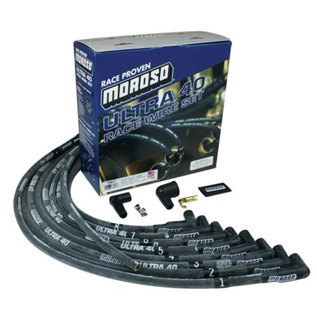 Moroso Chevrolet Small Block Ignition Wire Set - Ultra 40 - Sleeved - HEI - 90 Degree - Black