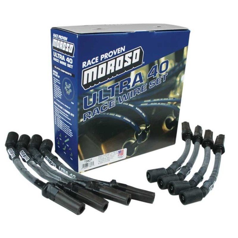 Moroso GM LS Ignition Wire Set - Ultra 40 - Sleeved - Coil-On - 9.75in Wire - Black