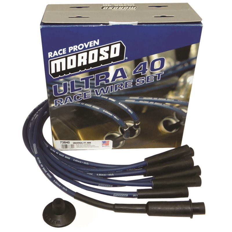 Moroso Universal/Mopar/Chrysler (w/Hemi Heads) Ignition Wire Set - Ultra 40 - Blue