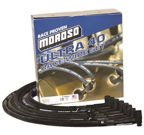 Moroso Chevrolet Small Block (w/Jesel) Ignition Wire Set - Ultra 40 - Sleeved - 90 Degree - Black