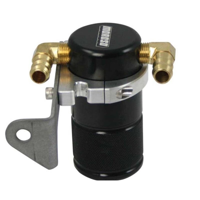 Moroso Chrysler 5.7L (w/Aftermarket Intake) Air/Oil Separator Catch Can - Billet Aluminum - Black