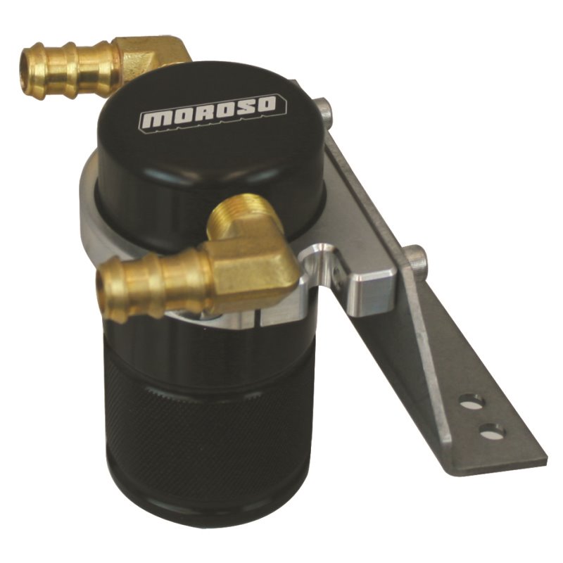 Moroso 11-14 Ford F-150 EcoBoost/5.0L Air/Oil Separator Catch Can - Small Body - Billet Alum - Black