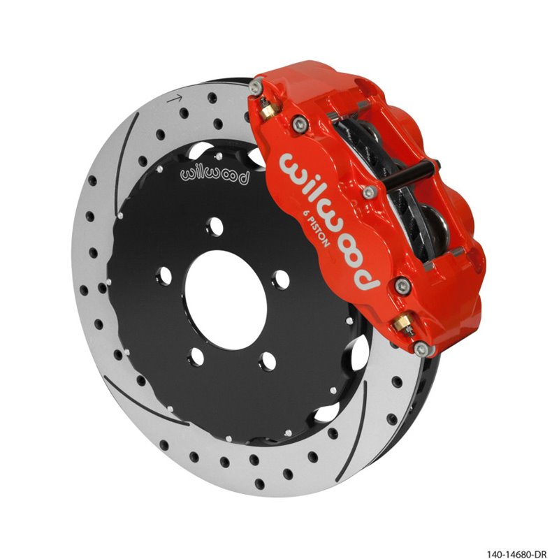 Wilwood Narrow Superlite 6R Front Big Brake Kit 12.88in Drilled Red 05-11 Ford Crown Victoria