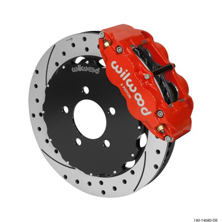 Wilwood Narrow Superlite 6R Front Big Brake Kit 12.88in Drilled Red 05-11 Ford Crown Victoria