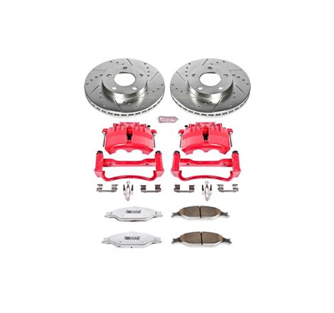 Power Stop 03-04 Ford Mustang Front Z26 Street Warrior Brake Kit w/Calipers