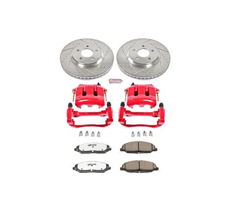 Power Stop 05-10 Ford Mustang Front Z26 Street Warrior Brake Kit w/Calipers