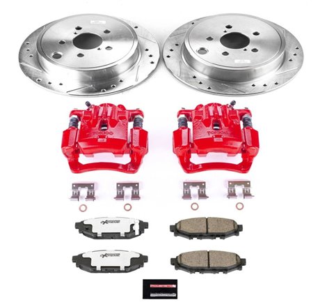 Power Stop 10-14 Subaru Legacy Rear Z26 Street Warrior Brake Kit w/Calipers