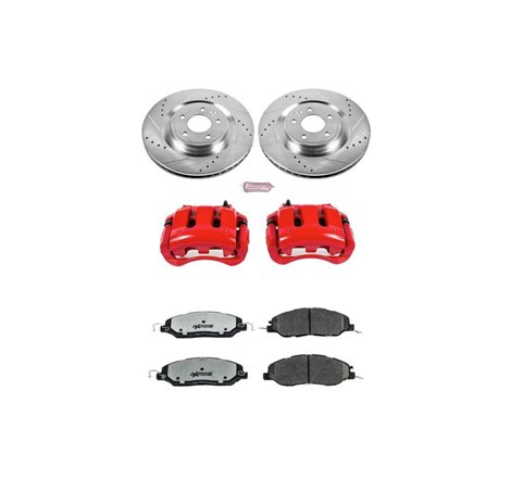 Power Stop 11-14 Ford Mustang Front Z26 Street Warrior Brake Kit w/Calipers