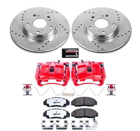 Power Stop 12-15 Honda Civic Front Z26 Street Warrior Brake Kit w/Calipers