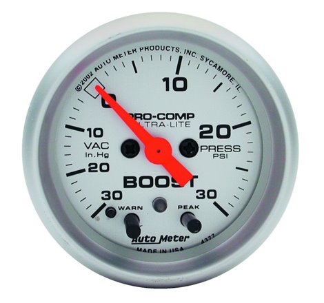 Autometer Ultra-Lite 52mm 15 PSI Electronic Boost Gauge  w/ Peak & Warn