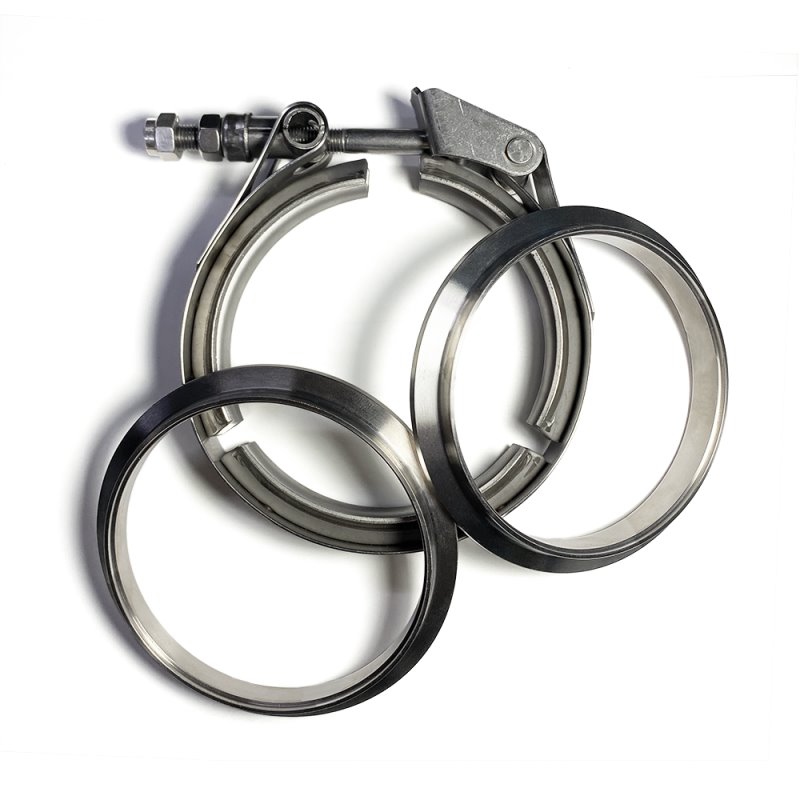 Ticon Industries 2.5in Titanium V-Band Clamp Assembly (1 Female Flange/1 Male Flange/1 Clamp)