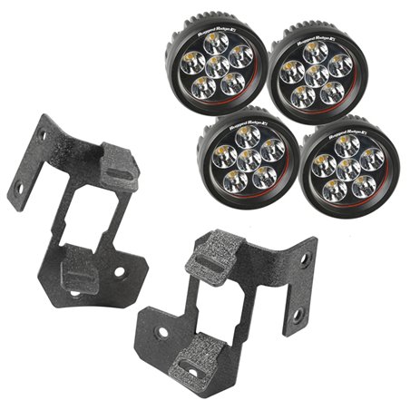 Rugged Ridge 07-18 Jeep Wrangler JK Textured Black Round A-Pillar LED Light Mount Kit