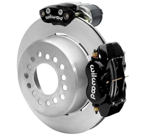 Wilwood Forged Dynalite Rear Electronic Parking Brake Kit - Black Powder Coat Caliper - Plain Rotor