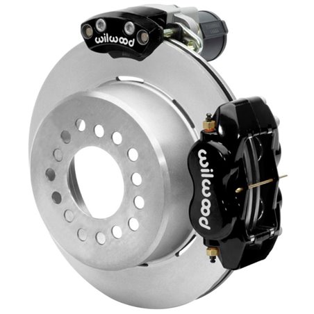 Wilwood Forged Dynalite Rear Electronic Parking Brake Kit - Black Powder Coat Caliper - Plain Rotor