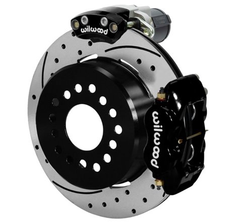 Wilwood Forged Dynalite Rear Electronic Parking Brake Kit - Black Powder Coat Caliper - D/S Rotor