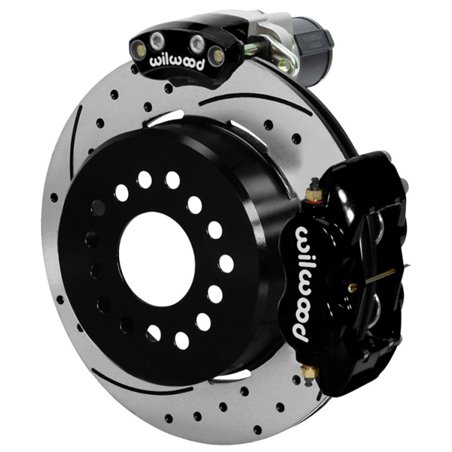 Wilwood Forged Dynalite Rear Electronic Parking Brake Kit - Black Powder Coat Caliper - D/S Rotor