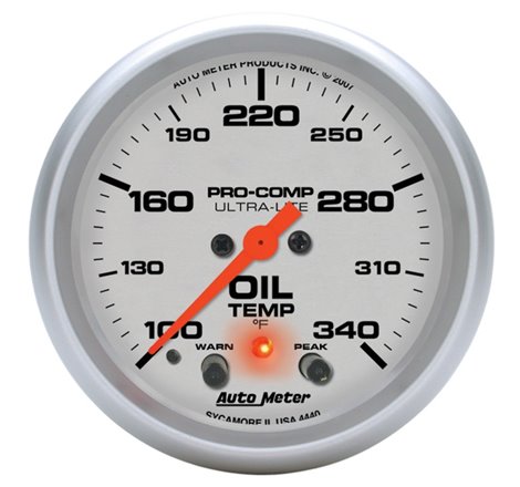 Autometer Ultra-Lite 2-5/8in. / 100-340 Degree F (Stepper Motor) Oil Temperature Gauge