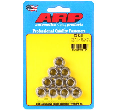 ARP M9 x 1.00 (M11 WR) SS 12pt Nut Kit (Set of 10)