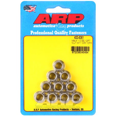 ARP M9 x 1.00 (M11 WR) SS 12pt Nut Kit (Set of 10)