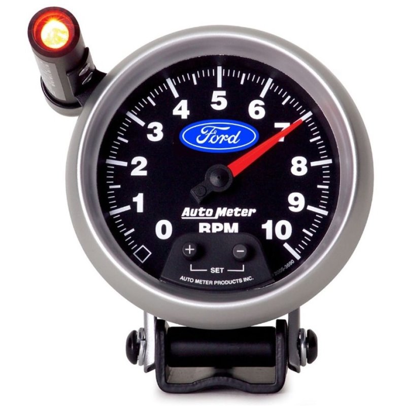 Autometer Ford 3-3/4in. 10K RPM Pedestal w/ Ext. Quick-Lite Tachometer Gauge