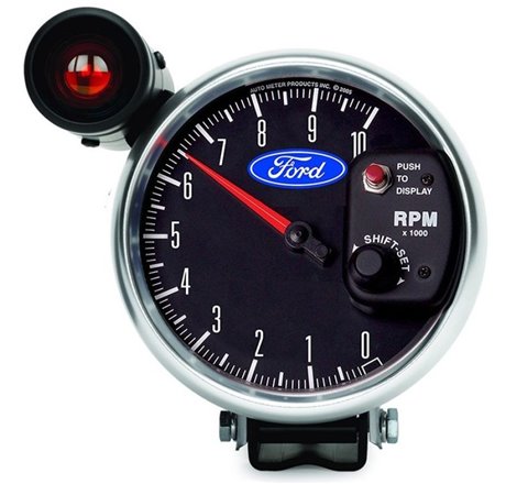 Autometer Ford 5in. 10K RPM Pedestal w/ Ext. Shift-Lite Tachometer Gauge