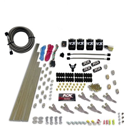 Nitrous Express Vortech Nozzle Nitrous Kit (200-500HP) Gas w/Dist Block & 4 Solenoids w/o Bottle