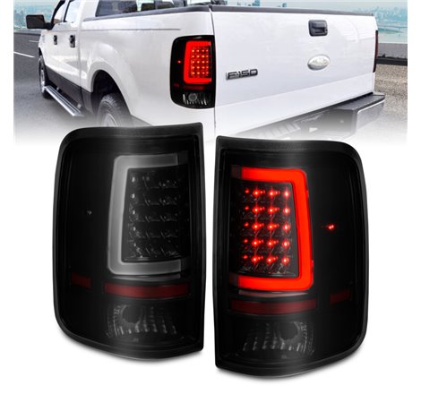 ANZO 2004-2006 Ford F-150 LED Tail Lights w/ Light Bar Black Housing Smoke Lens