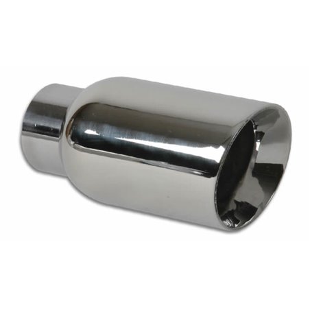 Vibrant 4in OD Round SS Exhaust Tip (Double Wall Angle Cut Beveled Outlet) 3in. ID Inlet