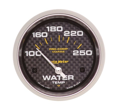 Autometer Marine Carbon Fiber 2-5/8in Electric Water Temperature Gauge 100-250 Deg F