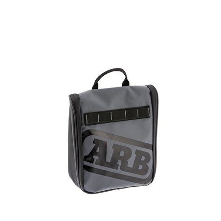 ARB Toiletries Bag Charcoal Finish w/ Red Highlights PVC Outer Shell Mesh Pockets Mirror