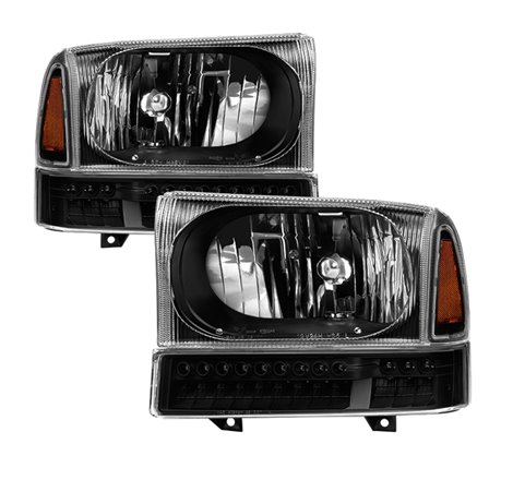 xTune Ford F250 F350 Superduty Excursion 99-04 OEM Style Headlights - Black HD-JH-FF25099-SET-LED-BK