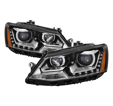 xTune Volkswagen Jetta 11-14 Halogen Model Only DRL Projector Headlights - Black PRO-JH-VJ11-DRL-BK