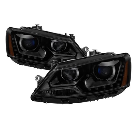 xTune Volkswagen Jetta 11-14 DRL Projector Headlights - Black Smoked PRO-JH-VJ11-DRL-BSM