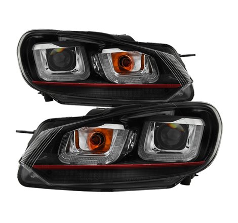 Spyder Volkswagen Golf / GTI 10-13 Version 3 Projector Headlights - Black PRO-YD-VG10V3R-DRL-BK