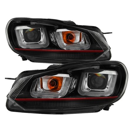 Spyder Volkswagen Golf / GTI 10-13 Version 3 Projector Headlights - Black PRO-YD-VG10V3R-DRL-BK