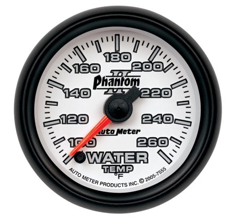 Autometer Phantom II 52mm Full Sweep Electronic 100-260 Deg F Water Temperature Gauge