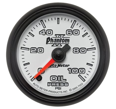 Autometer Phantom II 52mm Full Sweep Electronic 0-100 PSI Oil Pressure Gauge