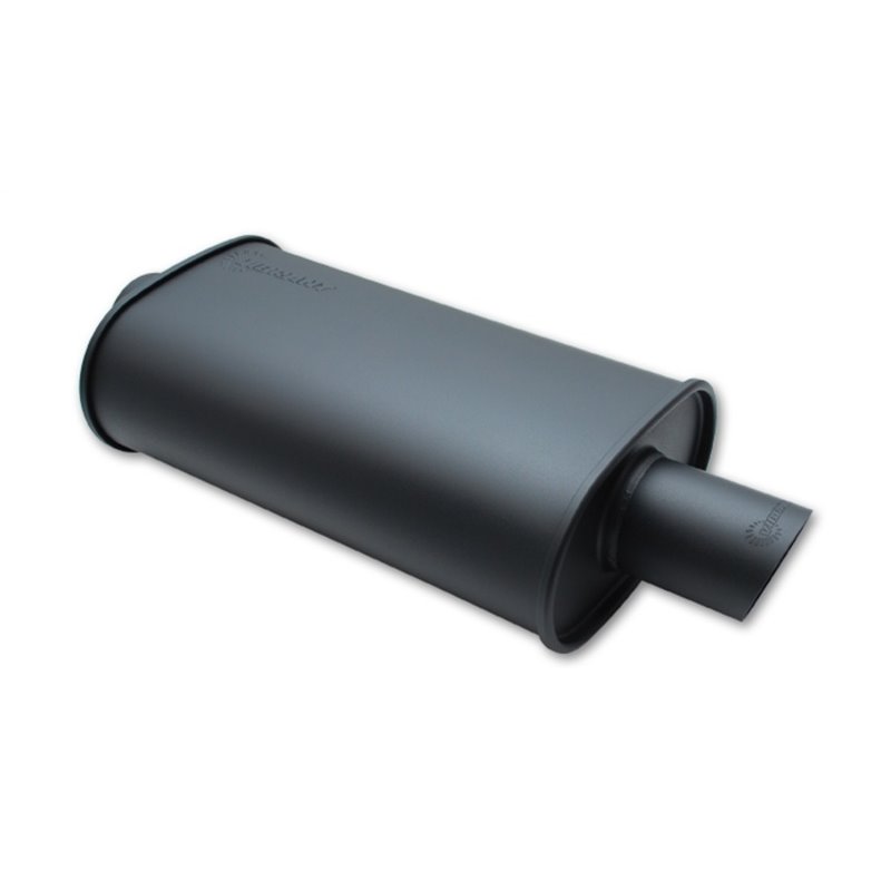 Vibrant StreetPower FLAT BLACK Oval Muffler with Single 3in Outlet - 2.25in inlet I.D.