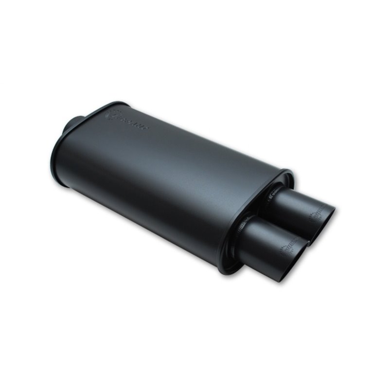 Vibrant StreetPower FLAT BLACK Oval Muffler with Dual 3in Outlet - 3in inlet I.D.