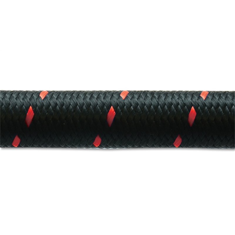 Vibrant -8 AN Two-Tone Black/Red Nylon Braided Flex Hose (2 foot roll)