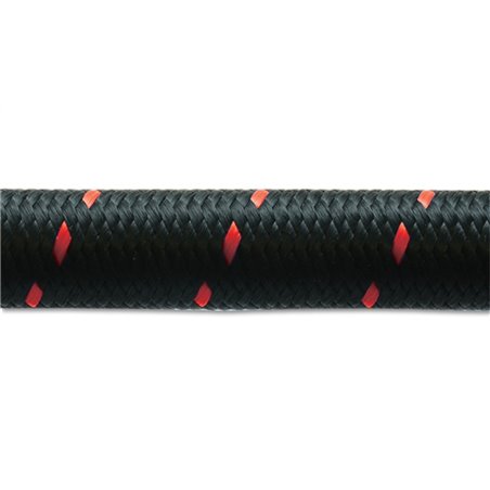 Vibrant -8 AN Two-Tone Black/Red Nylon Braided Flex Hose (2 foot roll)