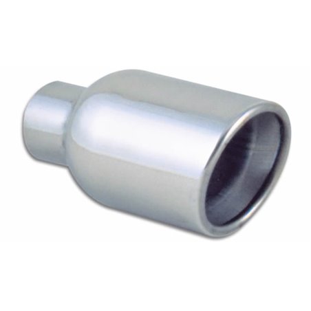 Vibrant 4in Round SS Exhaust Tip (Double Wall Resonated Angle Cut Rolled Edge)