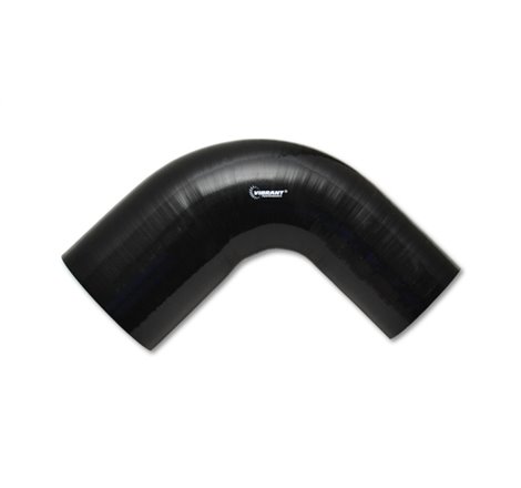 Vibrant 4 Ply Reinforced Silicone 90 degree Transition Elbow 2in I.D. x 2.5in I.D. 90 deg. Elbow BLK