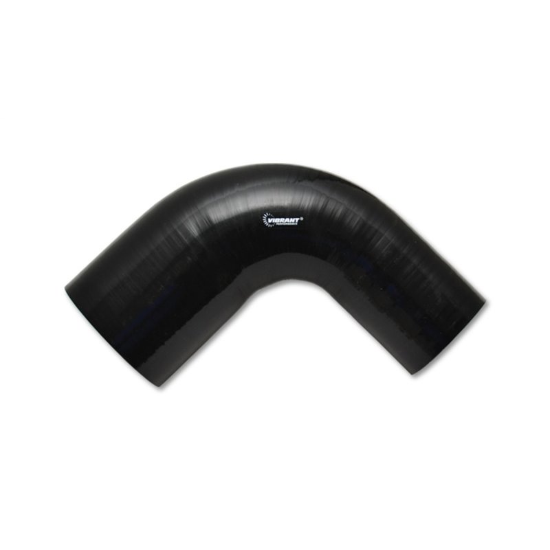 Vibrant 4 Ply Reinforced Silicone 90 degree Transition Elbow - 2.5in I.D. x 2.75in I.D. (BLACK)