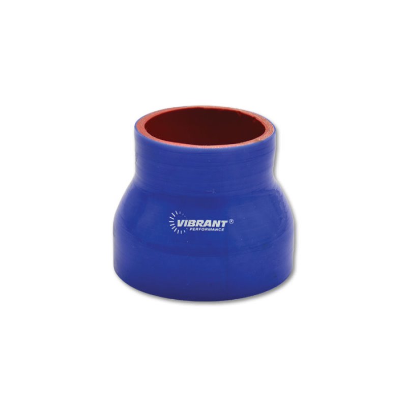 Vibrant 4 Ply Reinforced Silicone Transition Connector - 4in I.D. x 4.5in I.D. x 3in long (BLUE)