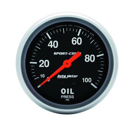 Autometer Sport-Comp 66.7mm 0-100 PSI, Mechanical Oil Pressure