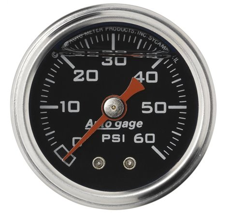 Autometer AutoGage 1.5in Liquid Filled Mechanical 0-60 PSI Fuel Pressure Gauge - Black