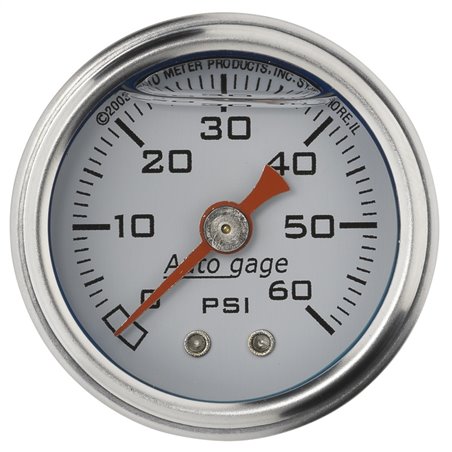 Autometer AutoGage 1.5in Liquid Filled Mechanical 0-60 PSI Fuel Pressure Gauge - White